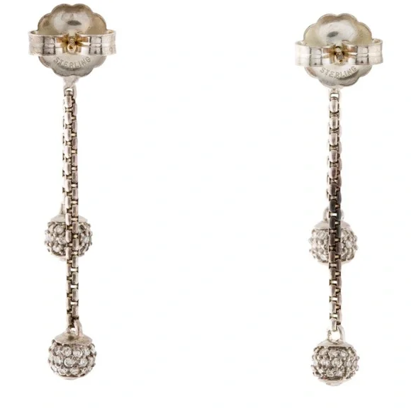 David Yurman $3200 Diamond Bell Drop Earrings -Sterling Silver + 18K Gold - Picture 4 of 8